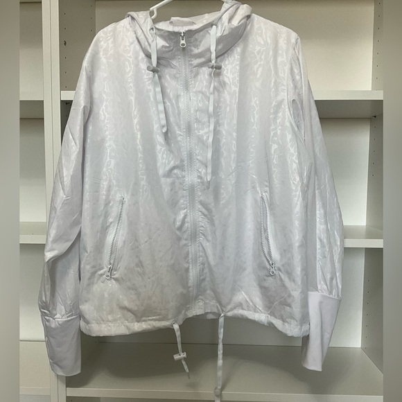 Zyia Women’s Front Zip Long Sleeve White Bomber Windbreaker Jacket Large - Picture 2 of 12